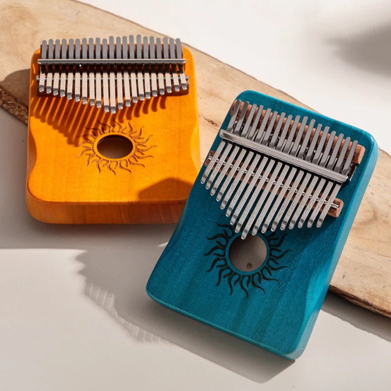 Kalimba Hluru 17 ou 21 Lames en Bois d'Érable Colorés