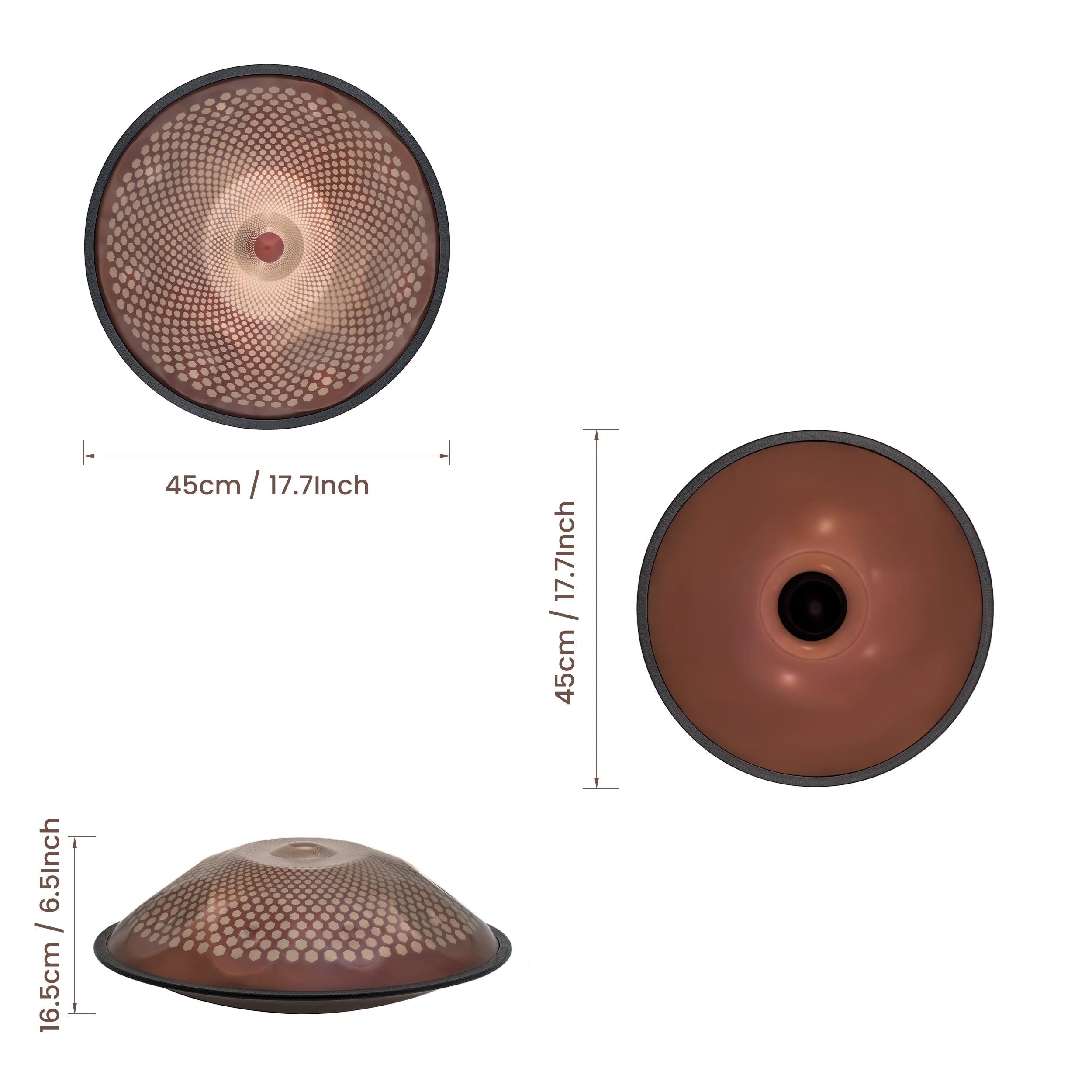 Handpan Marron avec Points de 9 Notes en 440hz