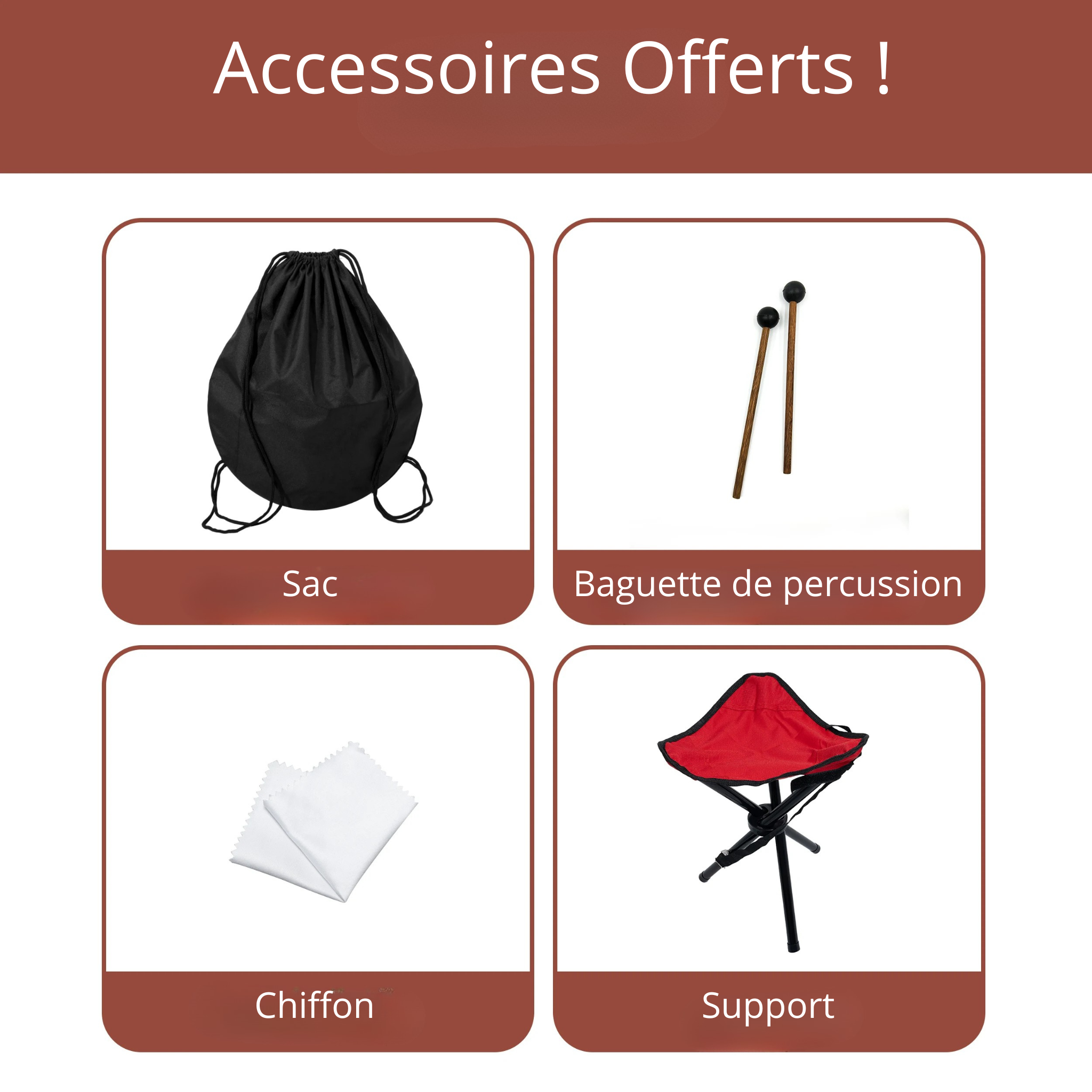 Handpan Traditionnel Couleur Bronze de 9 Notes en 440 Hz