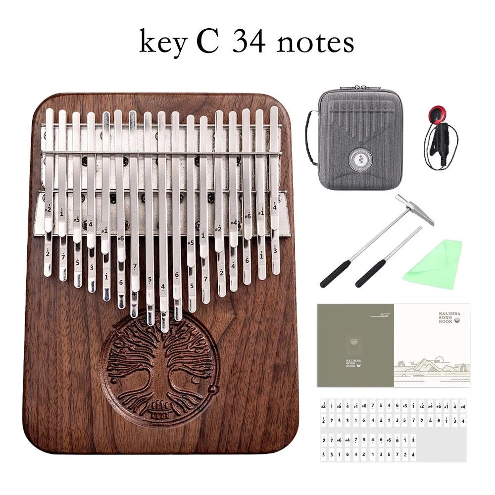 Kalimba Chromatique 34 Lames en Noyer