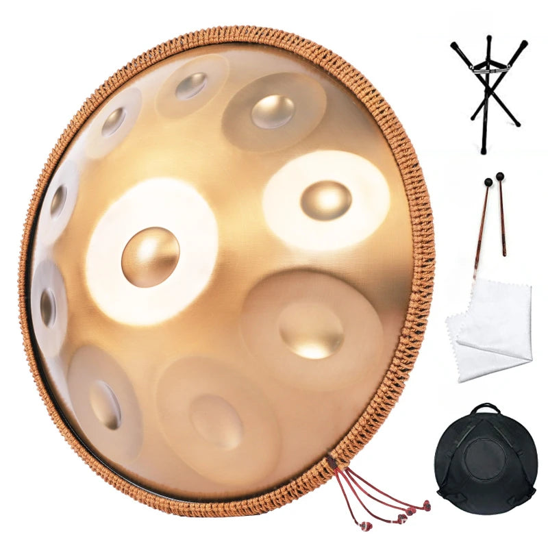 Handpan Dorée Métallique de 9 Notes en 440hz